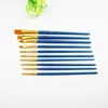 Aquarel Gouache Paint Borstels Sets Blauw Houten Handvat Nylon Haar 10 Stks Schilderen Pen Stationaire Kunstbenodigdheden