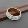 Luxury Crystal Wedding Ring Guld Silver Rostfritt Stål Par Kärlek Finger Ringar Alla hjärtans dag Present Hjärta Förlovning Smycken