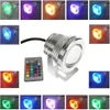 1000lm 10W 12V undervattens RGB LED Lätt vattentät IP68 Fountain Pond Pool Lamp 16 Färgändring med 24Key IR Remote Controller