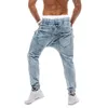 2019 Spring And Autumn Hot Sale Men's Trousers Harem Pants Jeans Sweatpants Dark Blue Light Blue Casual Jeans