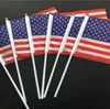 Usa American Flag Hand Held Mini Flag USA US American Festival Party Supplies Flag Stainless Steel Flagpole Polyester party Decoration LSK92