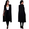 Kvinnor Cloak Cape Long Blazer Coat Fashion Black White Personality Notched Neck Lapel Split Jacket Passar Workwear Blazer Feminino