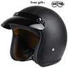 HEIßER VERKAUF schwarz leder Motorrad Helm Retro Vintage Cruiser Chopper Roller Cafe Racer Moto Helm 3/4 Open Face1