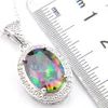 2019 NEW Luckyshine 10*14mm 5pcs Lot Hot Sale Oval Mystic Topaz Gemstone Vintage Silver Pendant American Weddings Jewelry Gift With Chain