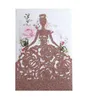 Laser Cut Invitations OEM Support Customized With Girls in Dress Folded Hollow Wedding Party Invitation Cards With Envelopes BW-HK370