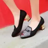 Big Size ladies high heels women shoes woman pumps Package the heel Package toes Rough heel graffiti