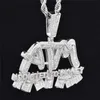 Iced Out, beroende av pengar Hängsmycke Guld Silver Plated Micro Paved Cubic Zircon Mens Hip Hop Smycken Gift