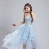 Baby Blue Lace A-Line Hi-Lo Prom Party Dress 2019 Sexy Elegant Vestidos De Festa Evening Occasion Sleeveless Formal Gown LX552260U