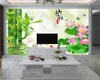 3d 홈 벽지 섬세 한 로터스와 녹색 대나무 디지털 인쇄의 아름다운 풍경 HD 장식 아름다운 벽지