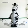 Parade prestaties lopen opblaasbaar zebra kostuum 2m grappige volwassen draagbare opgeblazen cartoon dierenmascotte pak voor evenement