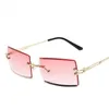 패션 여성 남성 무테 선글래스 그라디언트 색상 태양 안경 고글 자외선 방지 안경 직사각형 안경 안경 A++