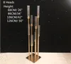 6pcs/lot 8 hoofden metalen kandelabra goud kaarsenhouder acryl trouwtafel middelpunt kaarsenhouders kandelabrum decoratie