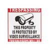 Entrée interdite Propriété protégée par la surveillance vidéo Caméra métal Safty signe avec deux trous