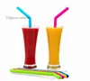 Hot Silicone Drinking Straws Ställ Rak Bent Flexibla Återanvändbara Straws Med 2st Rengöring Borstar 8PC / Set Silikon Straw 4688