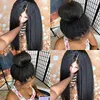 Kinky rak mänsklig hår spets frontpular yaki moily framsida för svarta kvinnor 130% densitet transparent hd 360 peruk