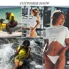 Knut crop topp bikini leopard badkläder kvinnor badare gul brasiliansk baddräkt kvinnlig t-shirt thong bikini sexig simning ny
