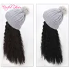 Wigs Hat cap winter animal Knitted wool hat HAIR WIG WINTER WARM ALLonepiece Curly wig blonde African Bundles long curly hair 24INCH