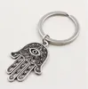20st / Lot Key Ring Keychain Smycken Silver Plated Hamsa Fatima Hand Charms Pendant Key Tillbehör
