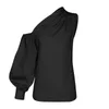 Plus Size Fashion Women Långärmad skjortor Cold Shoulder Lady Solid Bluses Office Casual Loose Top Elegant Blusas 595