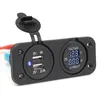 Freeshipping 12V Dual Car Cigarette Lighter Socket 2 USB Adapter Charge Charger display Digital Voltmeter voltage ammeter + Screw