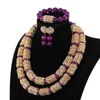 Splendid Navy Blue Nigerian Beaded Women Costume Jewelry Sets Dubai Gold Chunky Statement Necklace Set 2019 WE240 CJ1911284891529