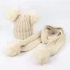 Berretti Sciarpa SetBaby Inverno Pom Pom Cappelli in maglia Sciarpe Ragazze Solid Fur Skull Caps Wraps Double Ball Berretto di lana casual Fazzoletto da collo AYP6343