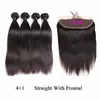 Brazilian Hair Bundles With Frontal Closure Straight Body Wave Brazilian Remy Deep Water Loose Wave Human Hair Weaves With 4x4 Lace Closure
