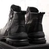 Zapato de hombre de cuero suave invierno negro blanco cálido botines de felpa hombre P20d50