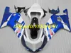 Custom Motorcycle Fairing Kit voor Suzuki GSXR600 750 K1 01 02 03 GSXR600 GSXR750 2001 2003 ABS White Blue Backings Set + Gifts SM45