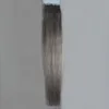 Graue Tape-in-Extensions, doppelseitiges Klebeband, Remy-Extensions, russische Haarverlängerungen, 100 g, 40 Stück, Hauteinschlag, Echthaar