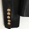 Newest Fall Winter 2019 Designer Blazer Jacket Women's Lion Metal Buttons Double Breasted Synthetic Leather Blazer Overcoat CJ191201