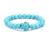 Pulsera de tortuga turquesa Pulsera de piedra volcánica Pulsera de tortuga elástica para hombres y mujeres WY538