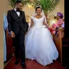 2020 African Ballgown Wedding Dresses Straps Lace Applique Chapel Train Beaded Custom Made Wedding Bridal Gown Vestido de novia