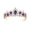 Couronnes de diadème royales baroques Vintage, vert, bleu, rouge, couronne de reine, bandeau de mariée en or, diadème de mariage pour femmes, bijoux de cheveux