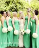 Yeni Nedime Yeşil Şifon Gelinlik Modelleri Ucuz Sevgiliye Kat Uzunluk Düğün Parti Kıyafeti Dantelli Uzun Nedime Dresse
