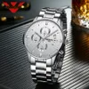 Relogio nibosi Luxury有名なトップブランドの男性Sliver White Whristwatch防水時計クォーツQuartz Men for Men relogio masculino271d