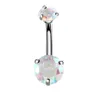 Double Fashion Crystal Flower Belly Button Rings Zircon Surgical Steel Body Jewelry Sexy Navel Piercing Ombligo