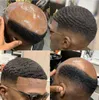 Mens Wig Hairpieces 8mm Afro Wave Hair Toupee Full Swiss Lace Toupee Malásia Virgem Virgem Substituição para homens negros Frete grátis