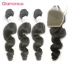 O cabelo brasileiro glamoroso tece com fecho de renda superior 4 pçs / lote Brazia de fechamento de cabelo onda solta com cabelo humano tecer pacotes