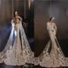 2020 Vestidos de casamento de sereia vintage vestidos de jóia Pescoço apliques lace varredura trem manga longa vestidos de noiva feitos por boho vestidos de novia