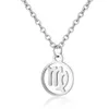 12 Constellation Zodiac Sign Halsband för kvinnor Rostfritt stål Silver Link Chain Leo Libra Aries Circle Hänge Horoskop Astrologi Smycken