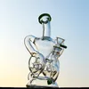 Bongo de vidro Perc com fenda colorido de 9 polegadas Bongo de vidro duplo reciclador Tonus Oil Dab Rigs ducha Percolater Water Pipes 14MM Join