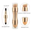 New arrival golden/rose golden Professional Makeup Brushes Eyebrow Eyeliner Concealer Foundation Blush Powder Makeup Tool Cosmetic 4 in 1