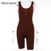 Missakso Women Sexy Spring Bandage Romper Ribbed Zipper Club Knitted Tank Summer Black Gray Party Ruched Skinny Playsuits