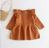 Abito in maglione lavorato a maglia per bambini Abiti per ragazze Abiti da principessa in cotone per bambini Top in maglia per neonati Camicie Abbigliamento boutique per neonati di Natale A6110