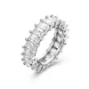 925 Silver Pave Radiant Cut Full Square Simulerad Diamond CZ Eternity Band Engagement Bröllop Sten Ring Smycken Storlek 5,6,7,8,9,10,11