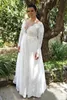 2022 Plus Size Long Sleeve Beach Wedding Dress Lace A Line Bridal Gowns V Neck Country Dresses Vestidos De Novia