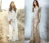 2019 Zuhair Murad Lace Vintage Evening Klänningar Långärmade Sweep Train Prom Klänningar Skräddarsy Fantastisk Lace Appliques Beading Formell Klänning