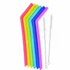 Barware tools Silicone Drinking Straws Reusable Flexible Straws with Cleaning Brushes Bar Party Straws Sets 8pcs/set 6067