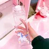 Einhorn-Milchflasche, transparente Milchtasse, niedlicher Cartoon-Regenbogen-Pferd, Kaffee-Wasser-Saft-Flasche, Einhorn-Milchflaschen, GGA1568
